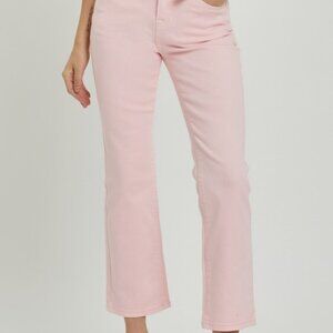 Risen Mid Rise Straight Jeans - Pink